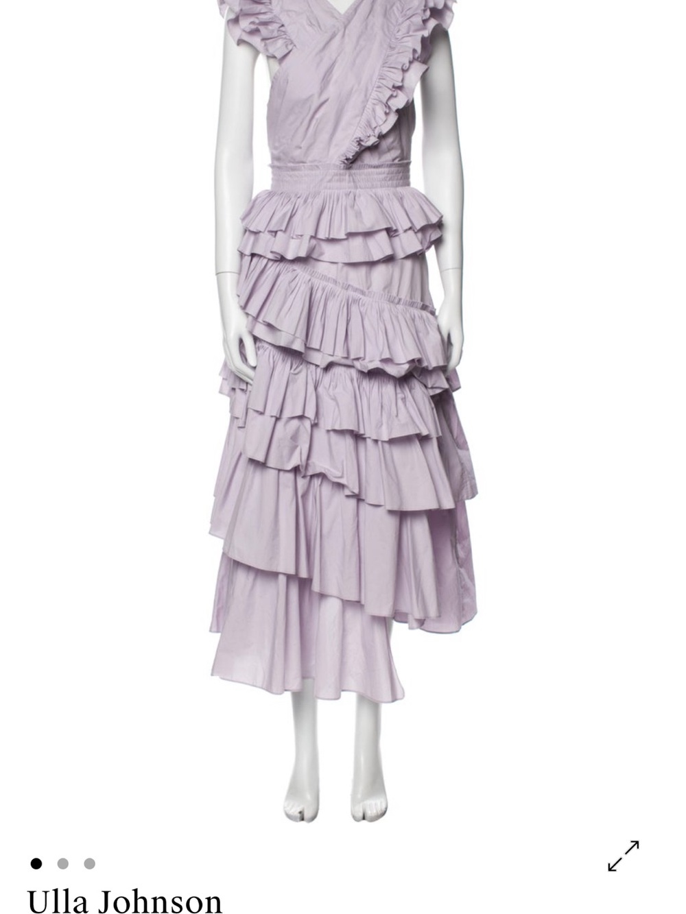 Ulla Johnson Lilac Ruffled Tiered Midi Dress